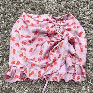 BBWM Cherry Print Pink Skirt size small